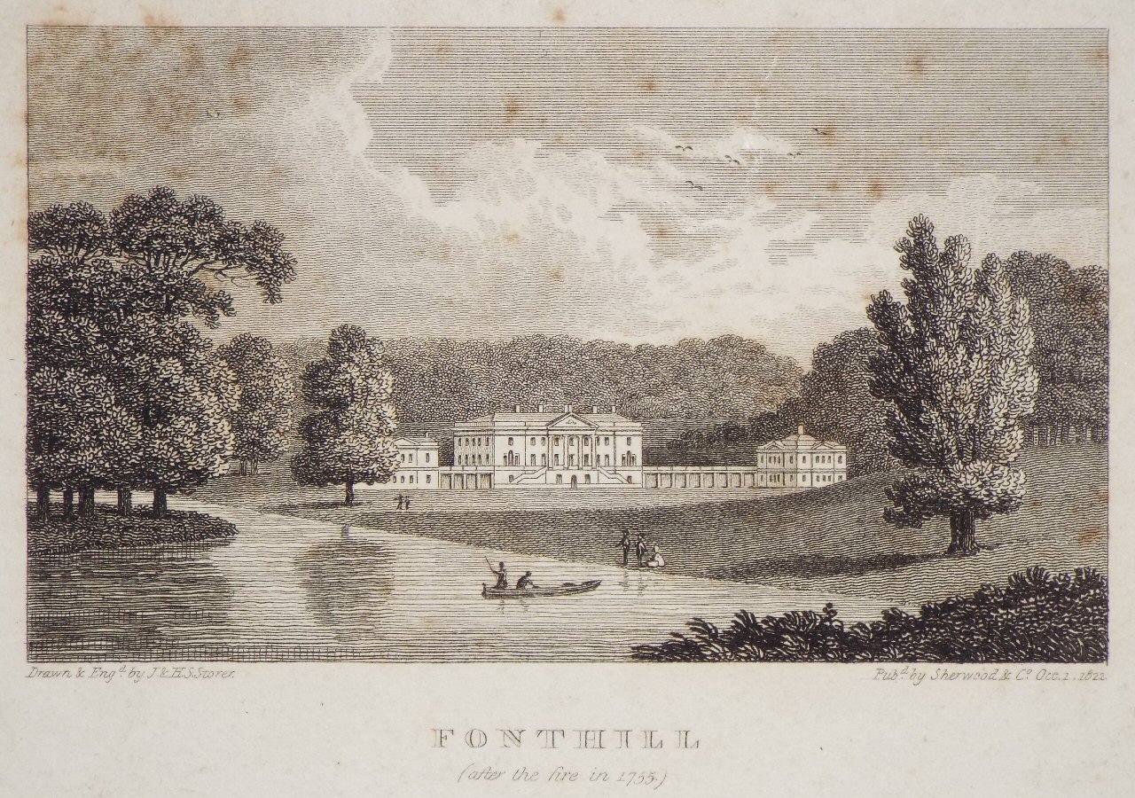 Print - Fonthill Abbey (after the Fire in 1755) - Storer